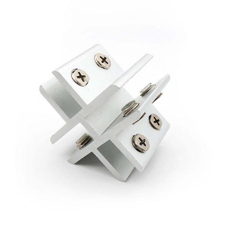 ELECTROPRIME Cross-type Aluminum Alloy Glass Combination Clamp Cabinet Partition Fixing Clip, Cliped 8-10mm