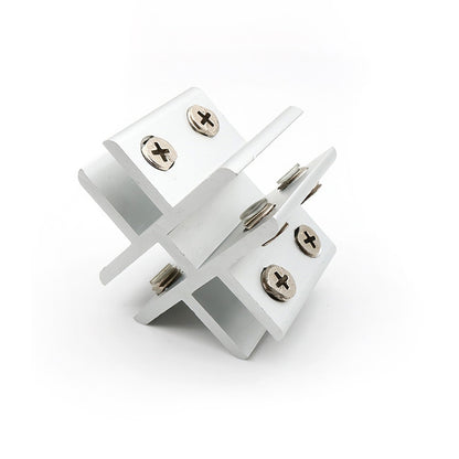 ELECTROPRIME Cross-type Aluminum Alloy Glass Combination Clamp Cabinet Partition Fixing Clip, Cliped 10-12mm