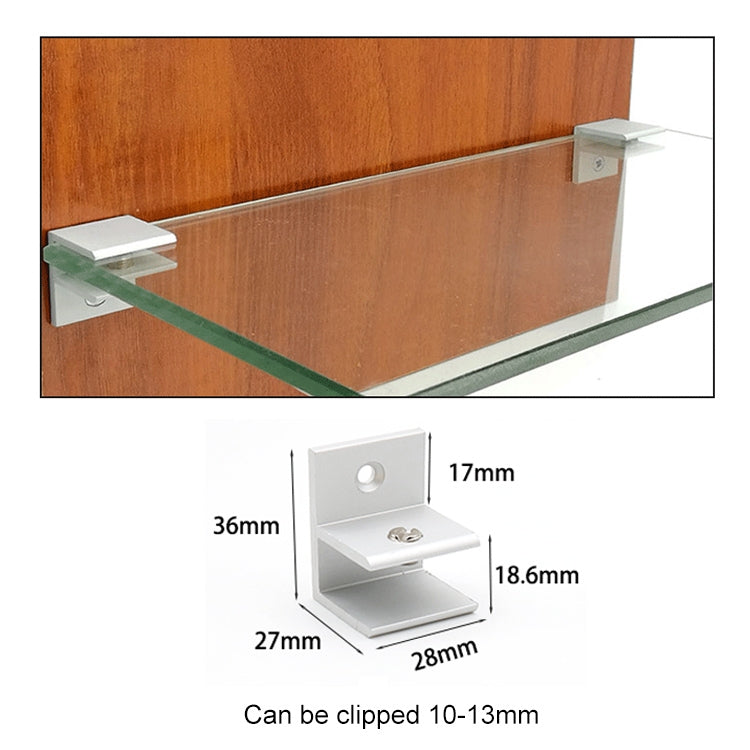 ELECTROPRIME 10 PCS F-type Aluminum Alloy Glass Combination Clamp Cabinet Partition Fixing Clip, Size: S, Cliped 10-13mm