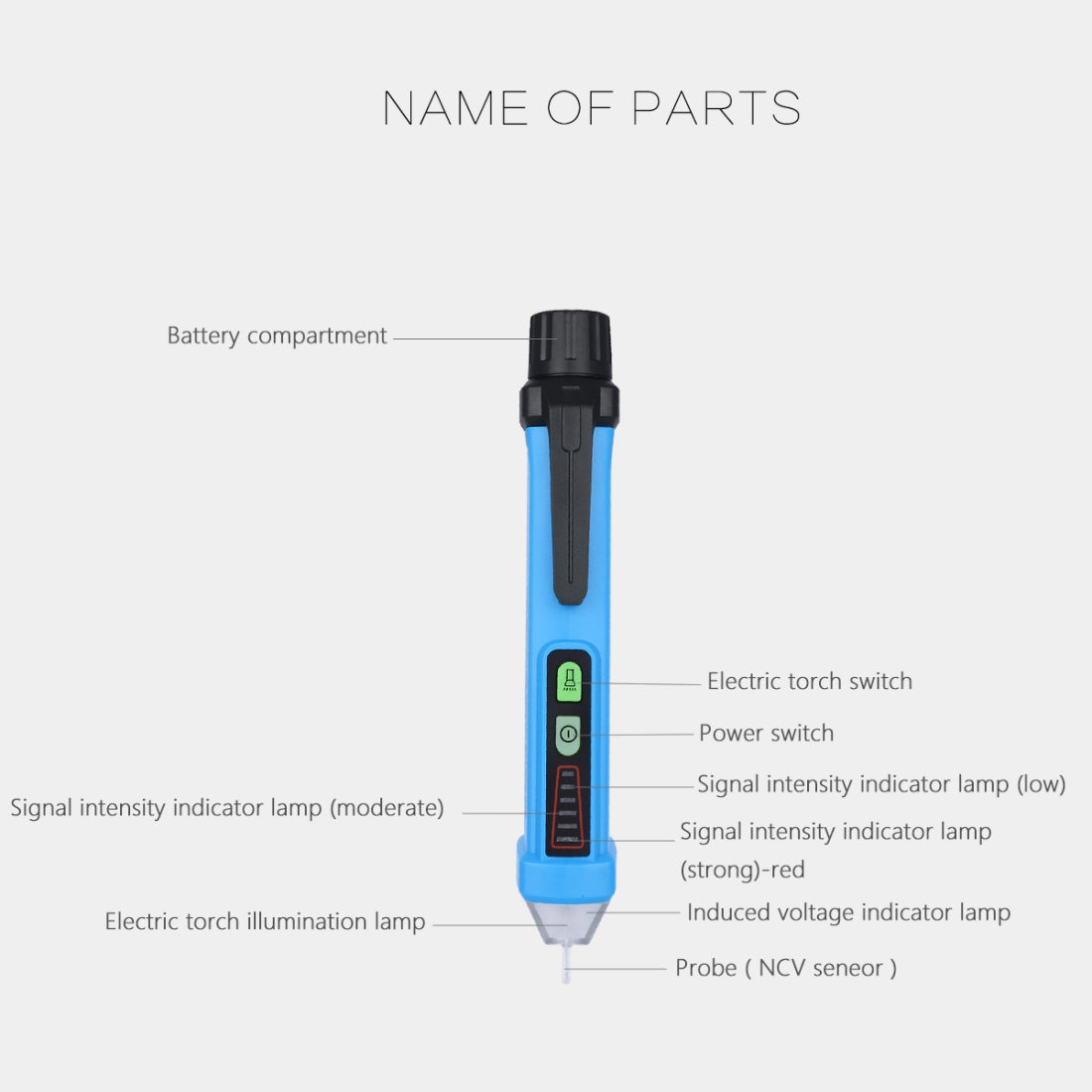 ELECTROPRIME BSIDE AVD05 Non-contact AC Voltage Detectors 12~1000V Induction Electroprobe Pen Type ACV Electric Testers Household Tool wtih LED Light