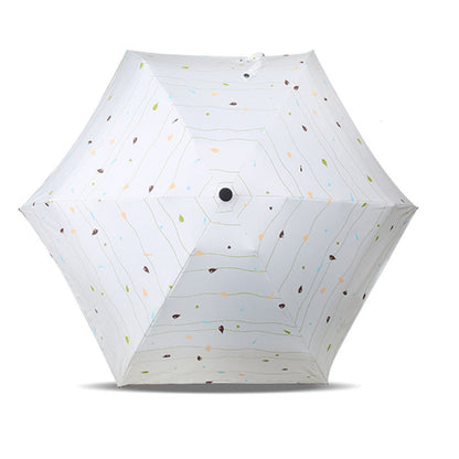 ELECTROPRIME Three Folding Ultralight Umbrella, Women Waterproof Anti-UV (White Stripe Pattern)