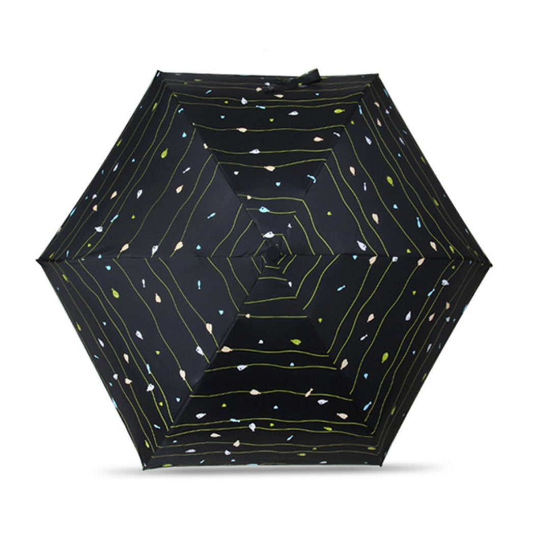 ELECTROPRIME Three Folding Ultralight Umbrella, Women Waterproof Anti-UV (Black Stripe Pattern)