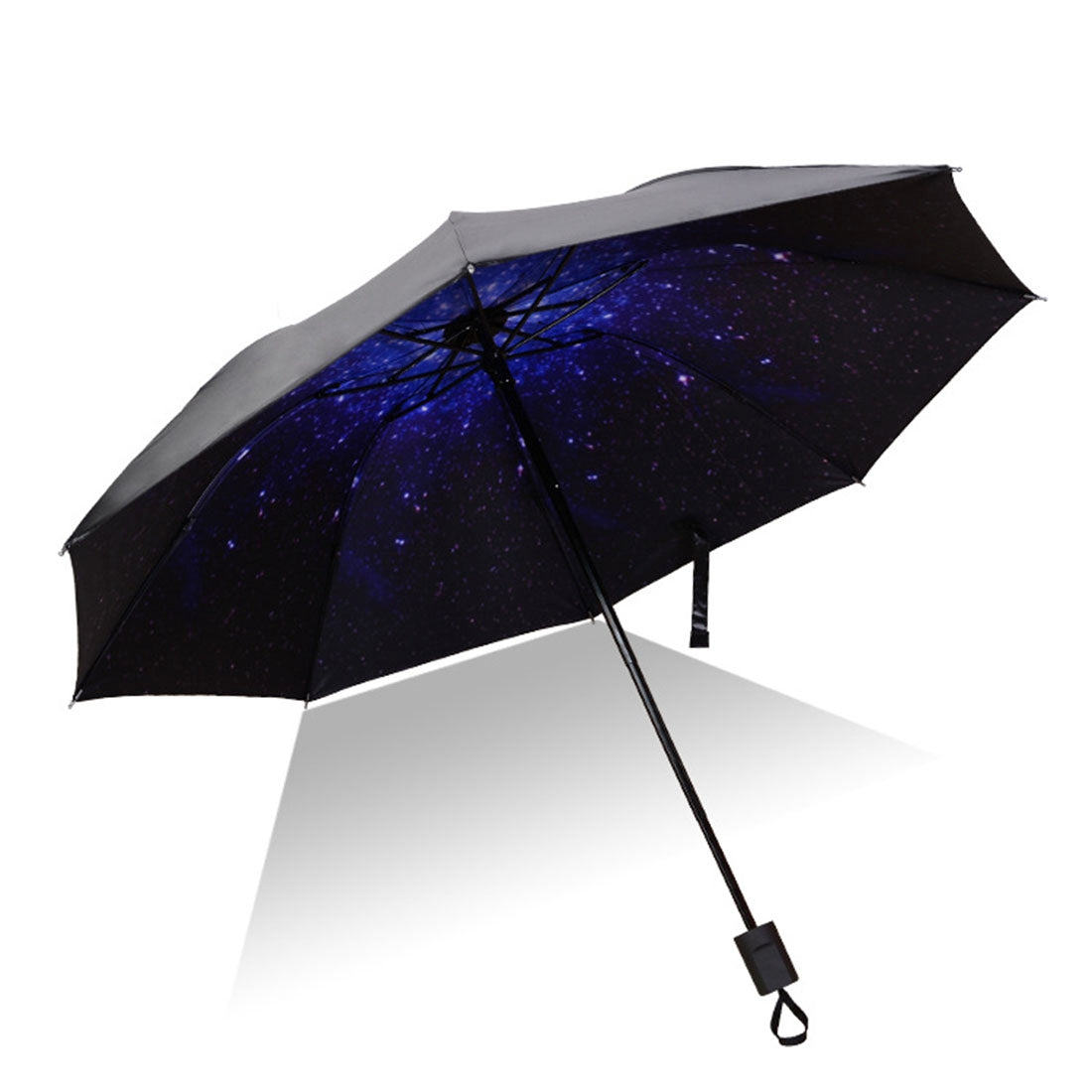 ELECTROPRIME Lightweight Portable Three Folding Folding Umbrella, Black Waterproof Anti-UV, M Pattern