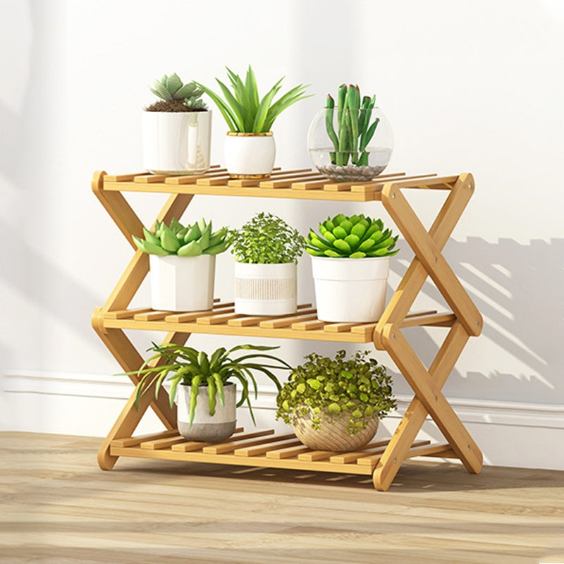 ELECTROPRIME 3-Layer Balcony Living Room Collapsible Solid Wood Flower Stand Potted Planting Shelves, Length: 50cm