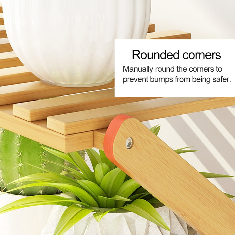 ELECTROPRIME 3-Layer Balcony Living Room Collapsible Solid Wood Flower Stand Potted Planting Shelves, Length: 80cm