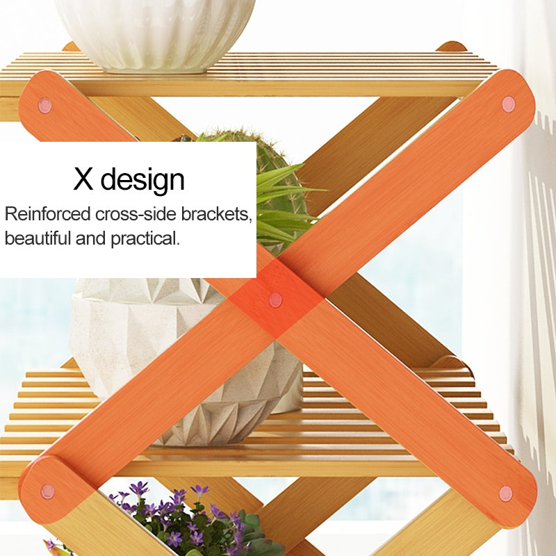 ELECTROPRIME 3-Layer Balcony Living Room Collapsible Solid Wood Flower Stand Potted Planting Shelves, Length: 80cm