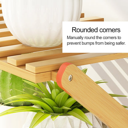 ELECTROPRIME 4-Layer Balcony Living Room Collapsible Solid Wood Flower Stand Potted Planting Shelves, Length: 50cm