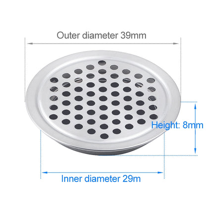 ELECTROPRIME 10pcs Flat Surface 29mm Cabinet Round Air Vent Stainless Steel Louvered Grille Cover Vents with Little Holes