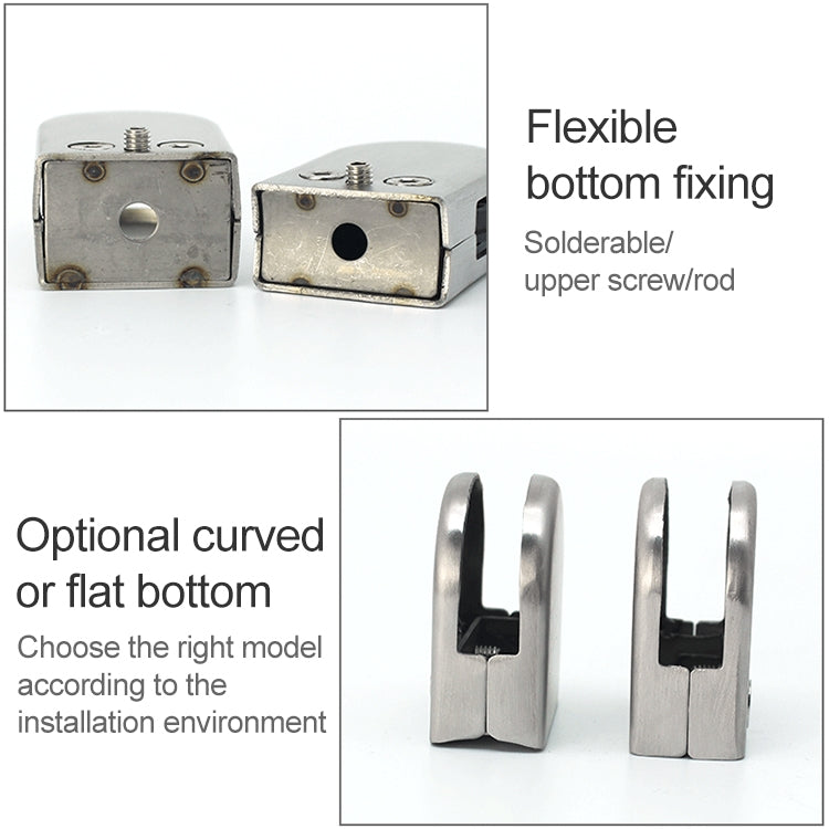 ELECTROPRIME 9-14mm Concave Curved Bottom Matte Polished 201 Stainless Steel Fixed Clip Railing Glass Wood Layer Board Clamp Bracket