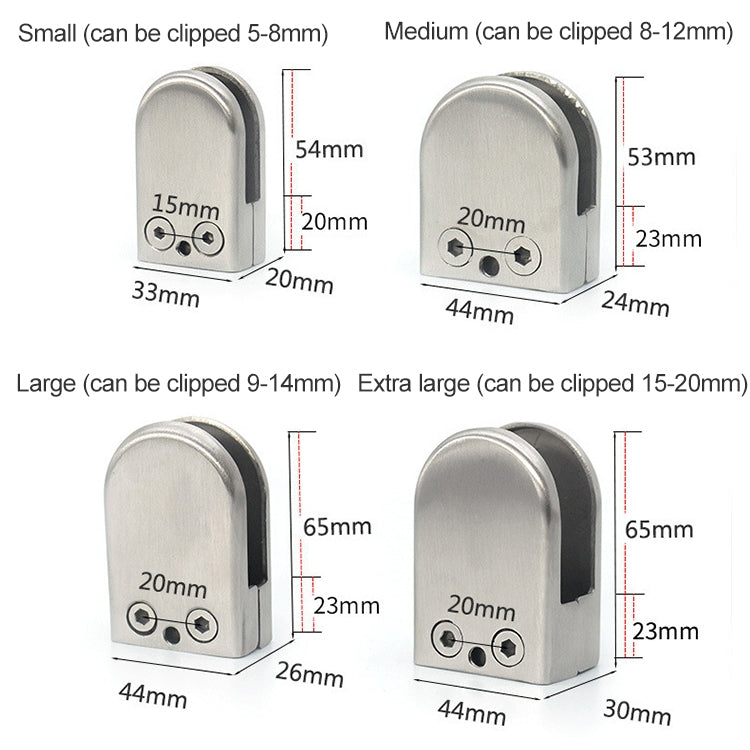 ELECTROPRIME 8-12mm Concave Curved Bottom Matte Polished 201 Stainless Steel Fixed Clip Railing Glass Wood Layer Board Clamp Bracket