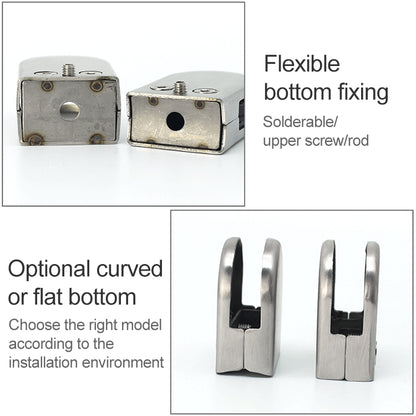 ELECTROPRIME 8-12mm Concave Curved Bottom Matte Polished 201 Stainless Steel Fixed Clip Railing Glass Wood Layer Board Clamp Bracket