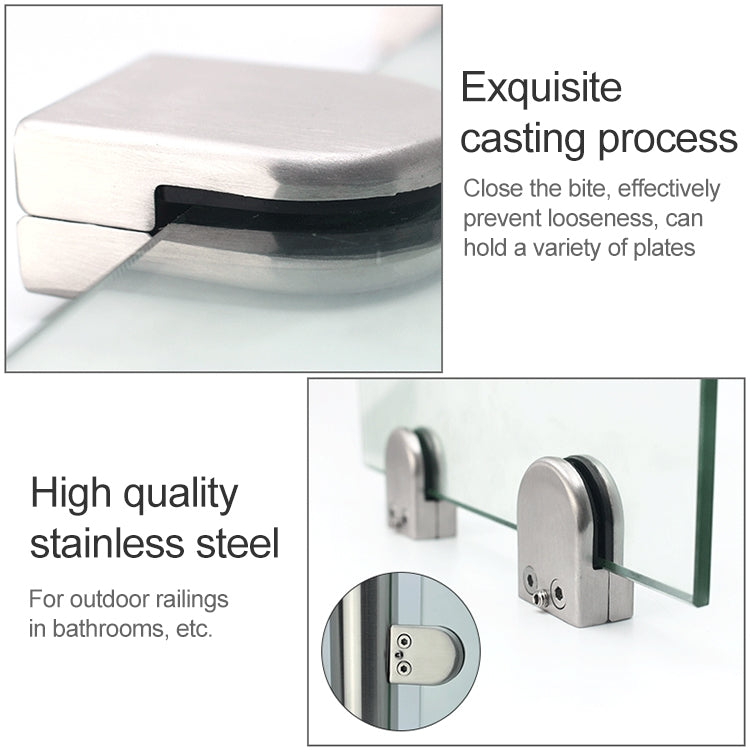 ELECTROPRIME 8-12mm Flat Bottom Matte Polished  304 Stainless Steel Fixed Clip Railing Glass Wood Layer Board Clamp Bracket