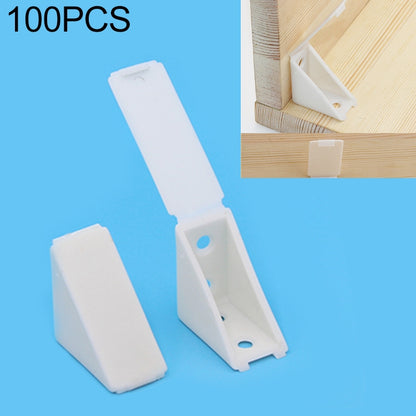 ELECTROPRIME 100 PCS Plastic Thickened Corner Connector Furniture Right Angle Board Bracket with Cover, Size: L