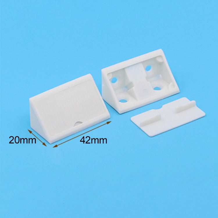 ELECTROPRIME 150 PCS Plastic Thickened Detachable Corner Connector Furniture Right Angle Board Bracket with Cover, Size: L (White)