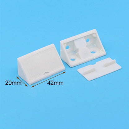 ELECTROPRIME 150 PCS Plastic Thickened Detachable Corner Connector Furniture Right Angle Board Bracket with Cover, Size: L (White)