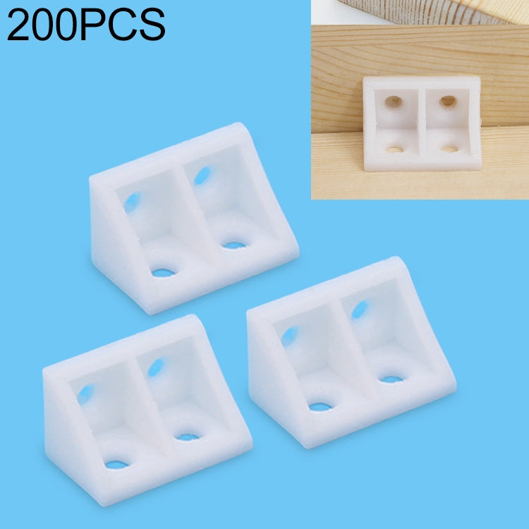 ELECTROPRIME 200 PCS Plastic Thickened Detachable Corner Connector Furniture Right Angle Board Bracket without Cover, Size: M (White)