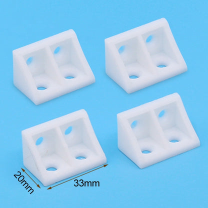ELECTROPRIME 200 PCS Plastic Thickened Detachable Corner Connector Furniture Right Angle Board Bracket without Cover, Size: M (White)