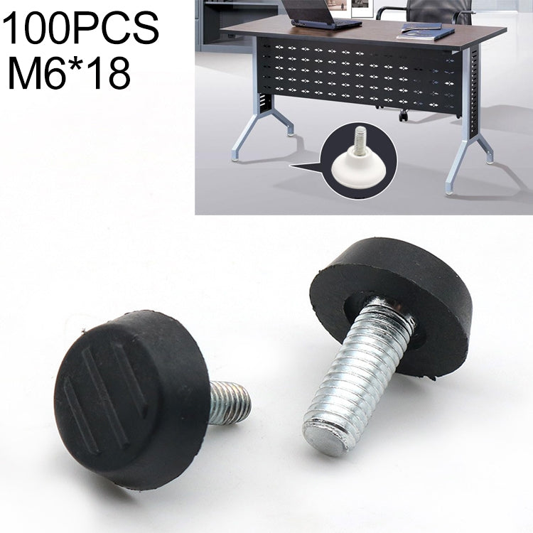 ELECTROPRIME 100 PCS Adjustable Foot Pad Furniture Screw Support Stub, M6x18 (Black)