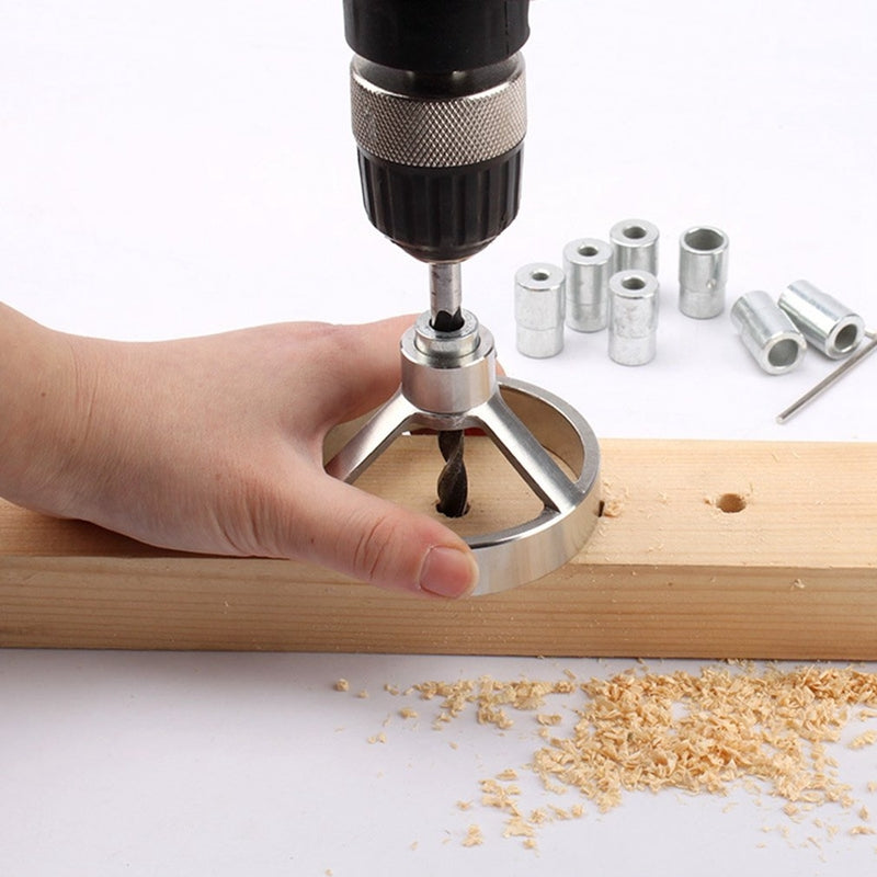 ELECTROPRIME 5 in 1 Drill Guide Vertical Pocket Hole Jig 5/6/7/8/9/10/12mm Drill Bit Hole Locator Stainless Steel Woodworking Jig Kit