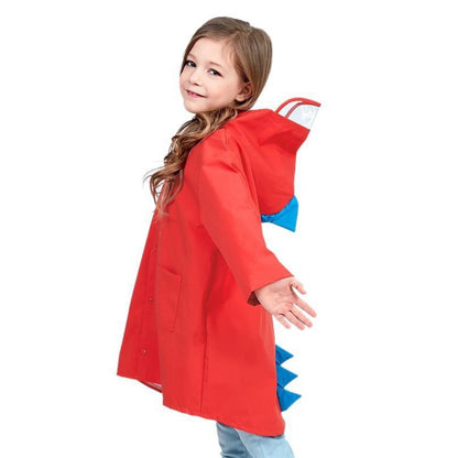 ELECTROPRIME Cartoon Dinosaur Children Fashion Raincoat Size: XL(Red)