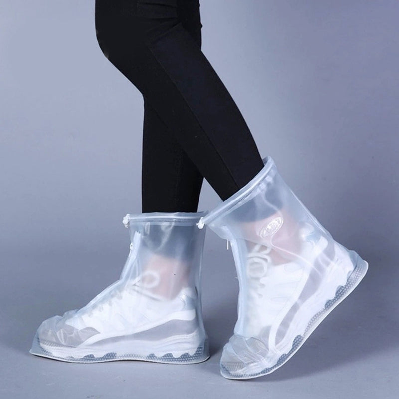 ELECTROPRIME Fashion PVC Non-slip Waterproof Thick-soled Shoe Cover Size: S(White)