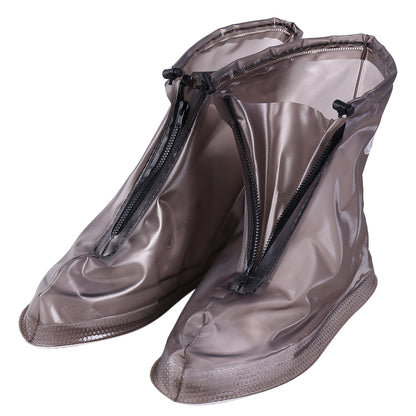 ELECTROPRIME Fashion PVC Non-slip Waterproof Thick-soled Shoe Cover Size: XL(Coffee)