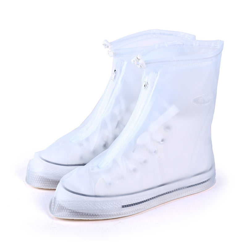 ELECTROPRIME Fashion PVC Non-slip Waterproof Thick-soled Shoe Cover Size: XL(White)