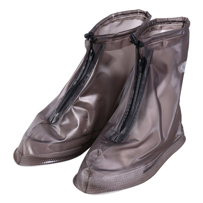 ELECTROPRIME Fashion PVC Non-slip Waterproof Thick-soled Shoe Covers Size: XXL(Coffee)