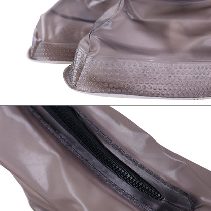 ELECTROPRIME Fashion PVC Non-slip Waterproof Thick-soled Shoe Covers Size: XXL(Coffee)
