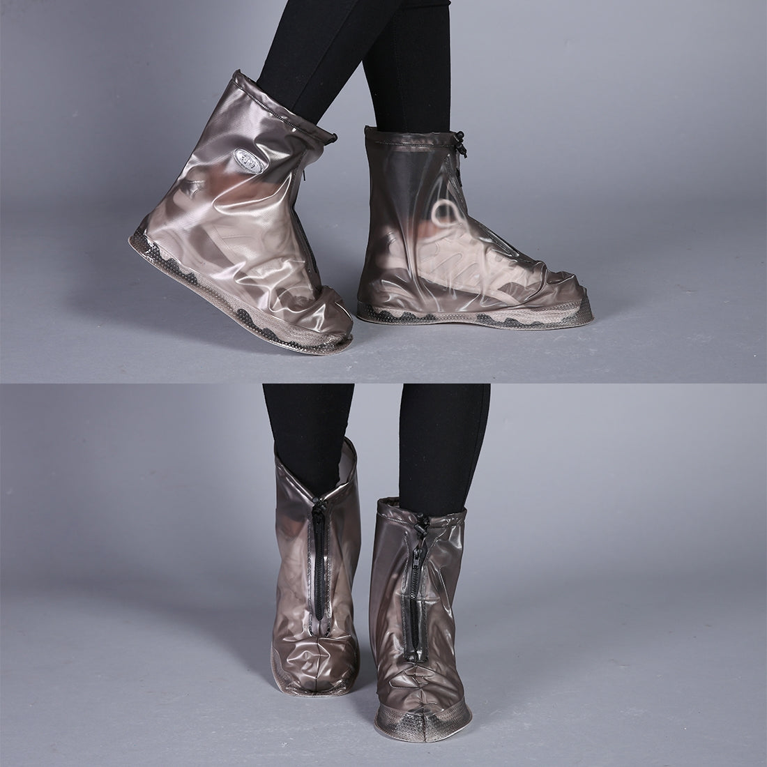 ELECTROPRIME Fashion PVC Non-slip Waterproof Thick-soled Shoe Cover Size: XXXL(Coffee)
