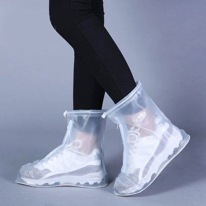 ELECTROPRIME Fashion PVC Non-slip Waterproof Thick-soled Shoe Cover Size: XXXL(White)
