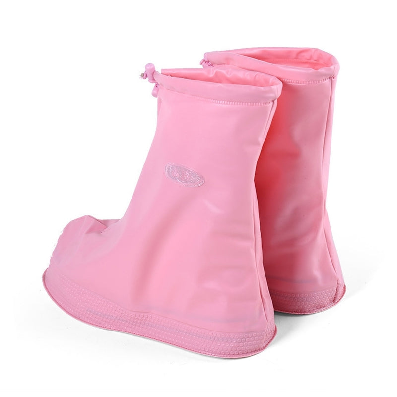 ELECTROPRIME Fashion Children PVC Non-slip Waterproof Thick-soled Shoe Cover Size: M(Pink)