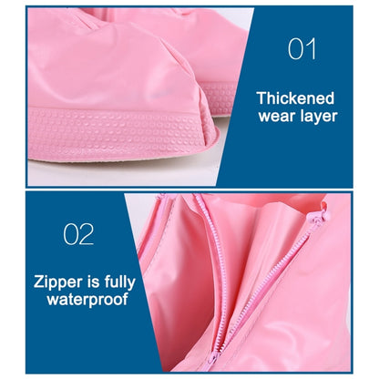 ELECTROPRIME Fashion Children PVC Non-slip Waterproof Thick-soled Shoe Cover Size: M(Pink)