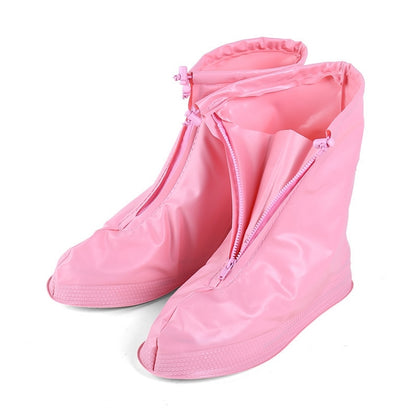 ELECTROPRIME Fashion Children PVC Non-slip Waterproof Thick-soled Shoe Cover Size: XL(Pink)