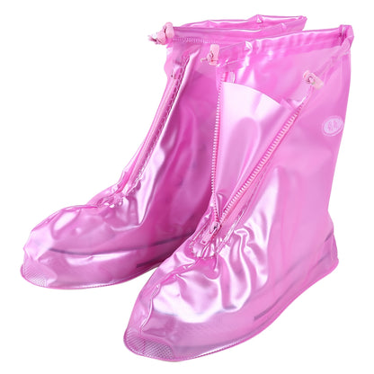 ELECTROPRIME Fashion PVC Non-slip Waterproof Thick-soled Shoe Cover Size: XL(Pink)
