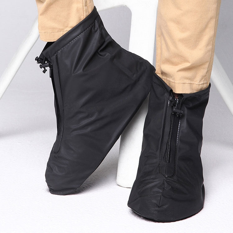 ELECTROPRIME Fashion PVC Non-slip Waterproof Thick-soled Shoe Cover Size: M(Black)