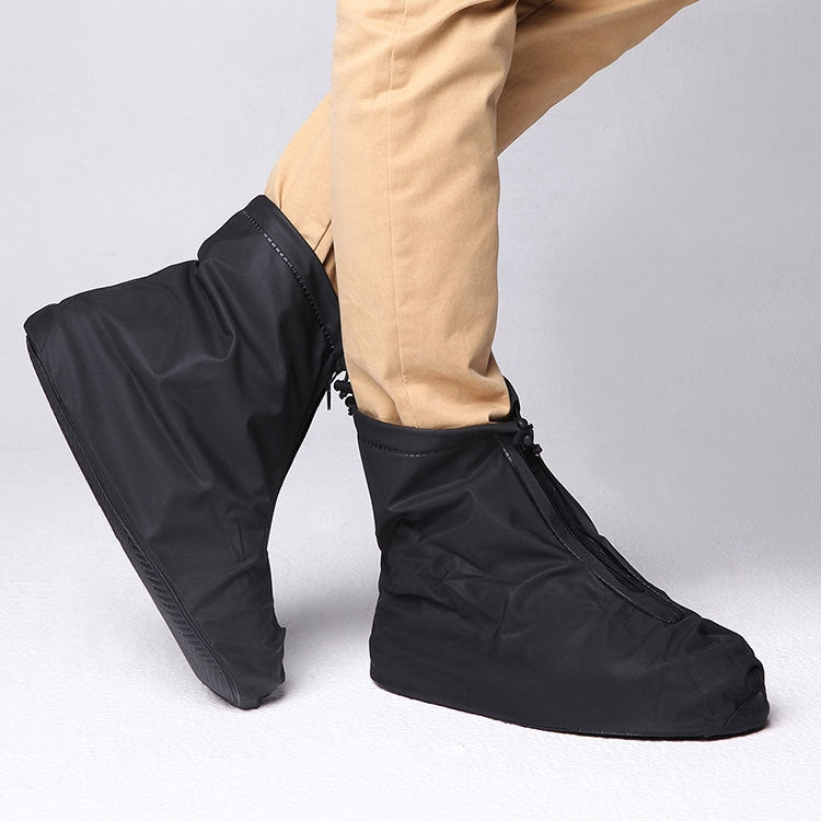 ELECTROPRIME Fashion PVC Non-slip Waterproof Thick-soled Shoe Cover Size: XL(Black)