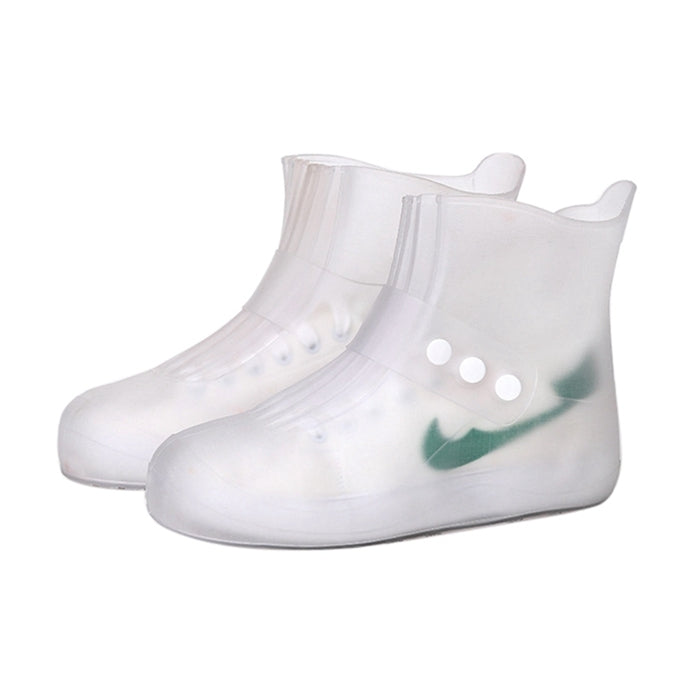 ELECTROPRIME Fashion Integrated PVC Waterproof  Non-slip Shoe Cover with Thickened Soles Size: 30-31(White)