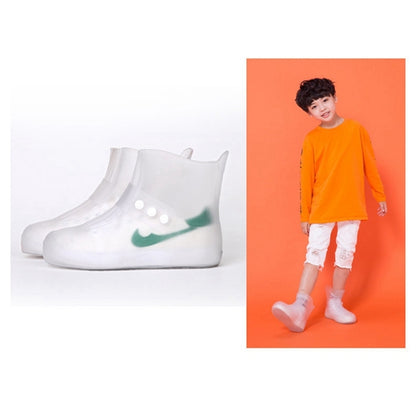 ELECTROPRIME Fashion Integrated PVC Waterproof  Non-slip Shoe Cover with Thickened Soles Size: 30-31(White)