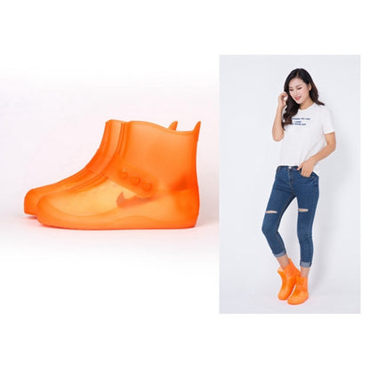 ELECTROPRIME Fashion Integrated PVC Waterproof  Non-slip Shoe Cover with Thickened Soles Size: 34-35(Orange)
