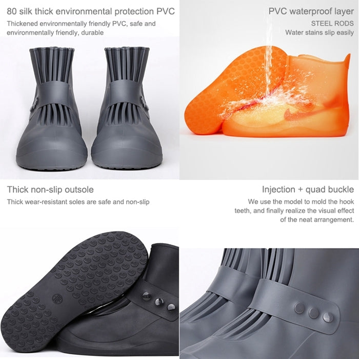 ELECTROPRIME Fashion Integrated PVC Waterproof  Non-slip Shoe Cover with Thickened Soles Size: 34-35(Pink)