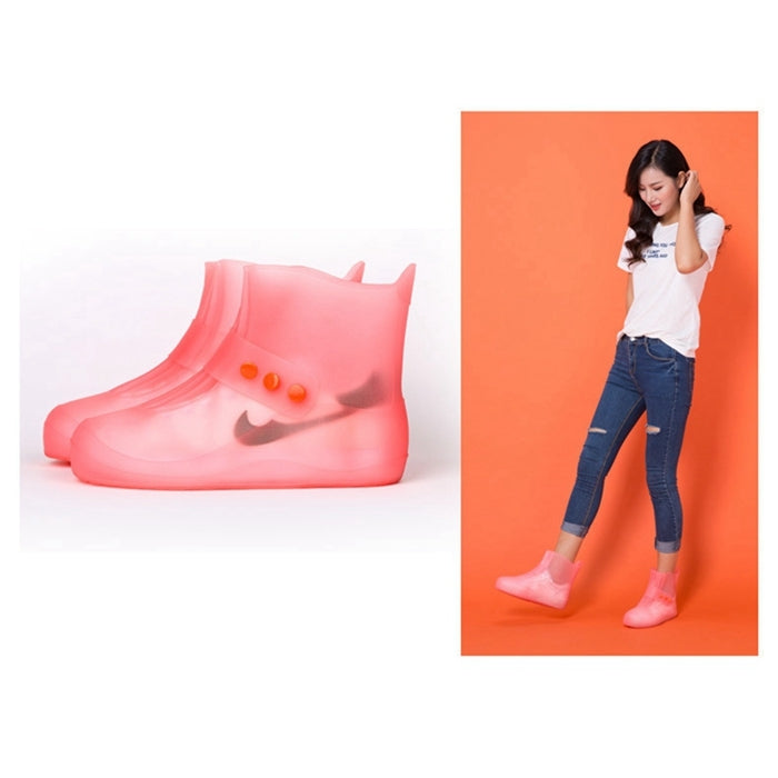 ELECTROPRIME Fashion Integrated PVC Waterproof  Non-slip Shoe Cover with Thickened Soles Size: 38-39(Pink)