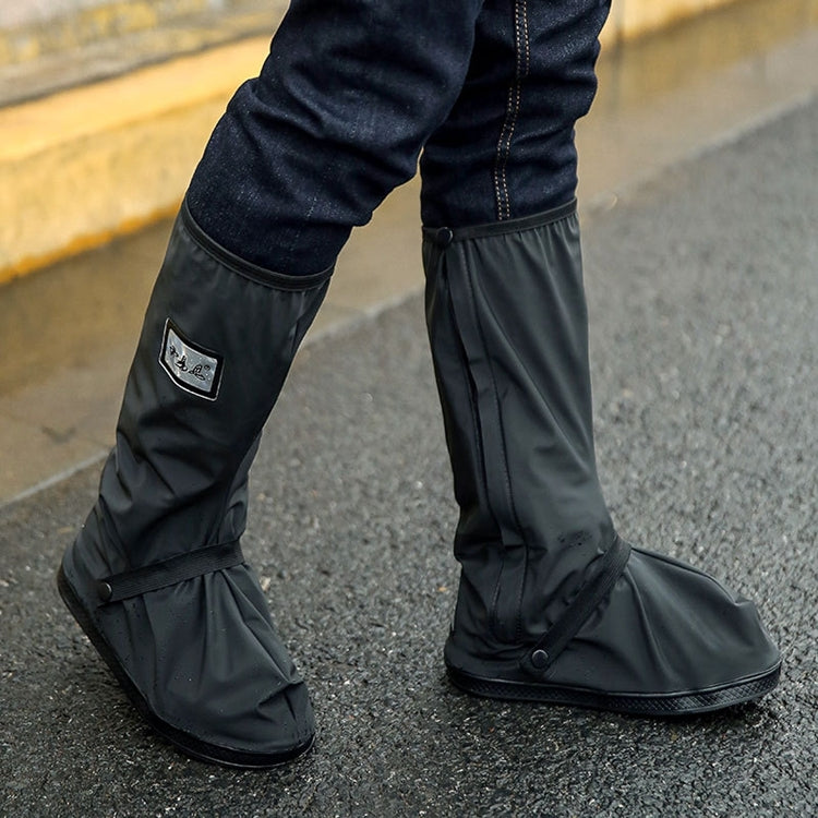 ELECTROPRIME Outdoor High Tube Rainproof Snowproof Thickened Rain Shoes Size: M(Black)