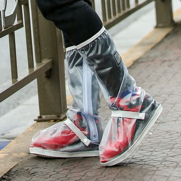 ELECTROPRIME Outdoor High Tube Rainproof Snowproof Thickened Rain Shoes Size: M(Transparent)