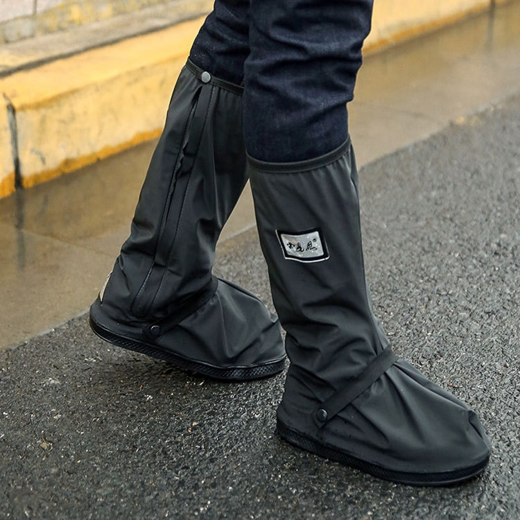 ELECTROPRIME Outdoor High Tube Rainproof Snowproof Thickened Rain Shoes Size: L(Black)
