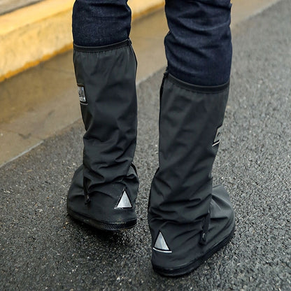 ELECTROPRIME Outdoor High Tube Rainproof Snowproof Thickened Rain Shoes Size: L(Black)