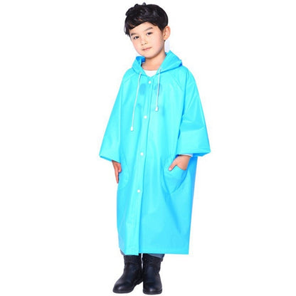 ELECTROPRIME Fashion Children Lightweight EVA Transparent Frosted Raincoat Big Hat With Pocket Size: XL(Blue)