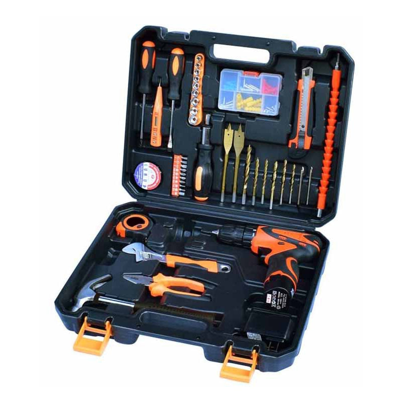 ELECTROPRIME STT-044C Multifunction Household 44-Piece Electrician Repair Toolbox 12V Lithium Electric Drill Suit