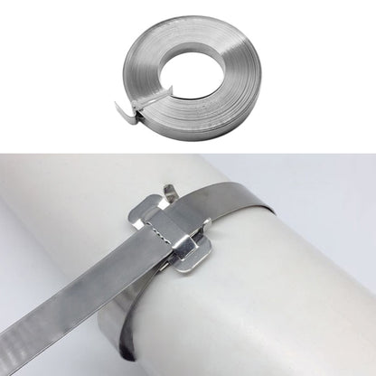 ELECTROPRIME 30m 304 Stainless Steel Wire Tray Oil Pipe Tie with Hoop, Size: 12×0.5mm