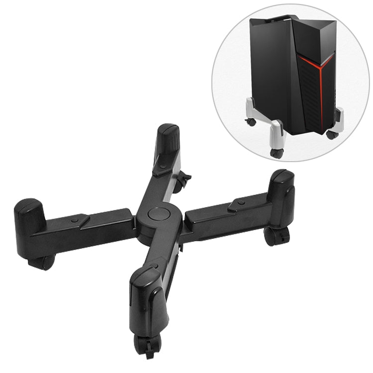 ELECTROPRIME 5-wheel Adjustable Moving Pulley X-type Computer Mainframe Plastic Chassis Tray Holder (Black)